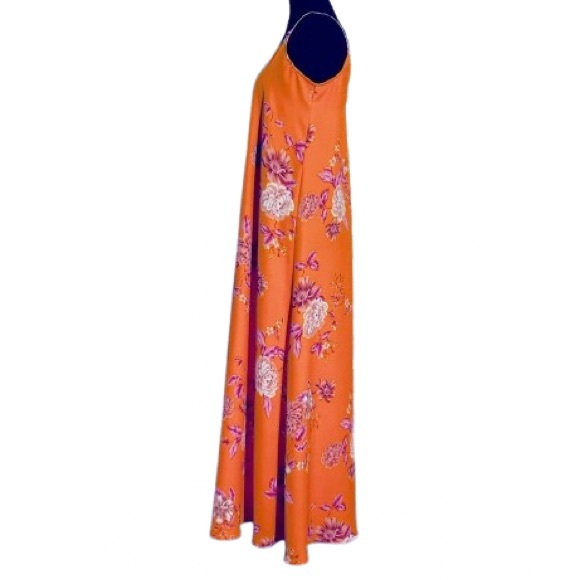 VINCE CAMUTO SLIP MAXI DRESS SMALL SLEEVELESS FLORAL ORANGE PINK LONG STRAPPY - Picture 5 of 11